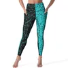 Women's Leggings Two-Tone Sexy Leaf Vine Floral Gym Yoga Pants High Waist Stretch Sports Tights Pockets Elegant Graphic Leggins