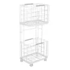 Hooks 2 Tier Storage Cart Large Capacity With Wheels Removable Multifunctional Laundry Clothes Basket Rack For Home Farmhouse