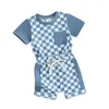 Kläder sätter baby pojke kläder sommar småbarn kläder checkerboard arbete kort ärm t-shirts toppar shorts 6 12 18 24 månad 3t drop del otpfw