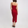 Casual jurken Bodycon midi-jurk voor dames Strapless grote strik voorbuis Fashion Party Cocktail Streetwear