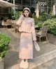 Dwuczęściowa sukienka unxx real s zima temperament przesuwany bawełniany modny wysokiej klasy strój uczucia różowy krótki płaszcz Dwuczęściowy spódnica