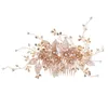 Hair Clips Alloy Leaf Comb Wedding Accessories Rose Golden Floral Hairpin Beads Crystal Tiaras Headdress Bridal Jewelry