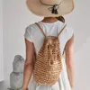 2017 Summer Leisure Grass Backpack Womense Handmade Handmed Handmed Counter Bag Womens Raffia Rattan Womens Travel Rebag 240311