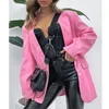 Women's Jackets Womens Fashion Solid Color Loose Suit Casual Button Down Notched Lapel Long Sleeve Blazer Blue Green Pink Orange S M L