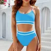 Maillots de bain pour femmes Ensembles de bikini Deux pièces Maillots de bain Color Block High Cut Maillots de bain Baigneurs Beach Bikinis pour femmes Maillot de bain