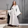 Runway Dresses Silk Satin Brud Celebrity Dress Maxi Kimono Robe Flare Long SemeVes Night Dressing Gown Women Birthday Party