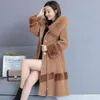 Haining in pelle in pile di pecora per le donne 2023 Nuovo inverno mamma capelli di volpe con cappuccio cappotto ispessito di media lunghezza 9133