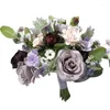 Fiori per matrimoni Bouquet da sposa Home Floral Business Event Fascio di fiori di simulazione di rose viola palmare 598