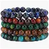 Beaded 8Mm Natural Stone Handmade Strands Charm Bracelets 5Pcs Set Party Club Yoga Sports Jewelry For Men Women Drop Delivery Dhwl6