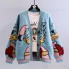 Gilets pour femmes Paresseux Vent Lâche Polyvalent Épaissie Cardigan Tricoté Sweats À Capuche Japonais Dessin Animé Pull Manteau Femmes Automne Hiver Chandails