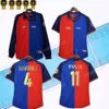 Manica lunga 1889 1999 RIVALDO # 11 Maglie da calcio retrò GUARDIOLA PUYOL # 5 Xavi Henry David Villa Dettagli partita 99 100ma maglie da calcio classiche