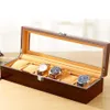 Horloge Dozen Gevallen Luxe 6 Slots Houten Doos Houten Kist Grids Organizer Sieraden Horloges Vitrine Houder Opslag Gift293I