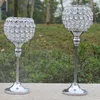 Gönderi Metal Gümüş Kaplama Mum Tutucu Kristaller Düğün Candelabra Centerpiece Dekorasyonu 1 Set2 PCS Candlestick295m