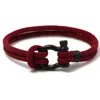 Bracciale in acciaio al titanio intrecciato Fibbia a ferro di cavallo Coppia Braccialetti in corda rossa Bracciale rigido da uomo Gioielli di moda