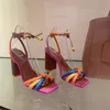 Brasil Moda de lujo Twist Sandalias tejidas Bloqueo de color Marca de diseñador Zapatos para mujer Grueso con tacón alto Mujer Casual 240301