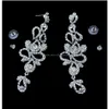 Charm New Sier plateado 4 colores Rhinestone Crystal Flower Pendientes largos Grandes cuelgan para novias Joyería Gota Entrega Dhgarden Dhwqn