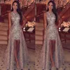 Sparkly Sequins Sheath Short Prom Dresses 2019 Jewel Neck Sleeveless Formal Party Evening Gowns With Detachable Overskirts PD88330f