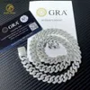 Colares Pingente GRA Pass Diamond Tester Prata Cuban Link Chain Wide 2rows 925 Sólido Moissanite Diamante 8mm-20mm Conjunto de Jóias Colares Hiphop L240314