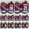 커스텀 멘스 여성 청소년 빈티지 콜로라도 콜로라도'Avalanchehockey Jerseys 52 Adam Foote 21 Peter Forsberg 8 Teemu Selanne 9 Paul Kariya 19 Joe Sakic 33 Patrick Roy J