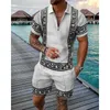 Trajes para hombre, chándal de verano para hombre, conjunto de camisa Polo con cadena dorada de lujo, ropa con cremallera y cuello vuelto, ropa de calle, traje informal