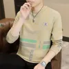 Yao Yao Collar XI'AN 남자 스웨터 봄 둥근 목 목록 느슨한 바닥 패션 다목적 편지 인쇄 긴 슬리브 티셔츠