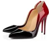 Women Shoes High Heels So Kate Genuine Leather Sexy Pointed Toe 8cm 10cm 12cm Pumps Red Sole Wedding Dress Shoes Nude Black Shiny