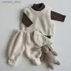 T-shirts Automne Hiver Chaud En Peluche Bébé Gilet D'agneau pour Garçon Fille Épaissir Gilet Coréen Japon Casual Enfants Pulls Tops 1234 Ans L240311