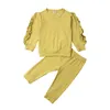 Clothing Sets 0-3Y Toddler Baby Kids Girl Clothes Ruffles Solid Pullover Top T-shirt Pants Leggings Outfits 3PCS