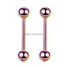 Anelli per lingua 10 pz/lotto piercing alla lingua acciaio chirurgico 316L bilanciere industriale labbro stud bar trago cartilagine orecchino gioielli per il corpo Dro Dh6Gx