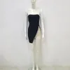 Sıradan Elbiseler Lüks Kadınlar Yaz Seksi Straplez Elmaslar Kristal Siyah Mini Bodycon Bandage Elbise 2024 Zarif Akşam Kulübü Partisi