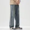 Jeans pour hommes 2024 printemps/été taille moyenne jambe droite jeunesse rétro tendance pantalons décontractés amples