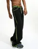 Erkekler kot pantolon düz bacaklı orijinal renk karga siyah sonbahar geniş bacak pantolon niş tasarım gevşek ve çok yönlü