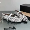 Designer Luxury Shoes Women Ballet Flats Hollowed Out Mesh Black Red Blue Sandal Round Head Rhinestone Rivet Buckle Mary äkta läder Jane Designer Shoes Loafers