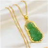 Collares colgantes Exquisito budista Imitación Jade Guanyin Buda Estatua Collar para hombres y mujeres Relius Amet Joyería Drop Entrega Otryb