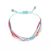 Braccialetti con ciondoli HI MAN Boemia Semplice e versatile Distanziatore acrilico a tre strati Bracciale in corda di cotone intrecciata con perline Temperamento moda donna