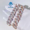 15mm guldpläterad lyxig Moissanite Diamond Armband Hip Hop -smycken för män och kvinnor kubansk länkkedja och armband
