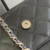 Sac à chaîne design 10A sac à bandoulière en cuir caviar de qualité haut de gamme sac à rabat en cuir véritable de luxe 19 cm avec boîte CH027