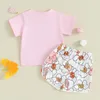 Set di abbigliamento 2 pezzi Estate neonata Lettere corte Stampa T-shirt Top Pantaloncini 3 6 9 12 mesi Abiti per neonati Abiti da spiaggia