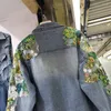 Kurtki damskie wiosna vintage dżinsowa płaszcz żeńskie modne koraliki koronkowe koronki splicing single piersi dżinsy kurtki kobiety