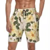 Pantaloncini da uomo Stampa floreale bianca Bordo estivo retrò floreale Hawaii Pantaloni corti da uomo che corrono da surf Comodo costume da bagno