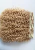 new brazilian curly hair weft clip in natural kinky curl weaves unprocessed blonde human virgin remy extensions chinese hair3443345