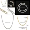 Catene A Goccia Hip Hop 9Mm Iced Out Cubic Zirconia Pesante Baguette Catena Cubana Collane Alla Moda Uomo Placcato Oro Bianco Gioielli Drop Delive Dhswc