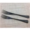 أدوات المائدة مجموعات Jashii 5pcs Black Stainst Steel Plate Sierware Sierware Steak Steak Chkives Dessert Forks Teaspoon Tableware Cetlery Set T20 Dhuxz