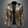 Männer Anzüge Mode Goldenen Samt Hochzeit Prom Anzug Jacke 2024 Männer Revers Schlank Blume Blazer Mäntel