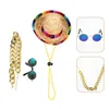 Hundebekleidung, 3 Stück, Mini-Sombrero, mexikanische Hüte, klassische Haustier-Sonnenbrille, verstellbar, Goldkette232b