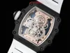 2024 relógio masculino RM21-01 movimento tourbillon caso de fibra carbono 214 material base pulseira borracha natural vidro cristal safira