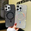 Fashion Plating Magnetic Full Diamond Laser Glitter Bling For Magsafe Wireless Charging Case Soft TPU Shockproof Cover For iPhone 15 14 13 12 11 Pro Max