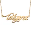 Tatyana Name Necklace Custom Neamplate 펜던트 여자 소녀 생일 선물 어린이 가장 친한 친구 보석 18k 금 도금 스테인레스 스틸