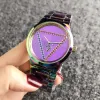 Gratis frakt Gues2024 Brand Watch Women Girl Colorful Crystal Triangle Style Metal Steel Band Quartz handledsklockor GS 13