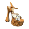 The latest Gstud sandals with interlocking embellished cross ankle strap horseshoe heels high heels double waterproof platform8016634